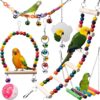 JINJINANV 7Pcs Bird Toys for Parakeets, Wood