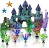 Mechpia Aquarium Decorations Kit, Resin Castle, Plants