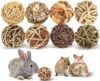 VESPRO Bunny Chew Grass Balls, Rolling Chew Toys for Small Animals, Natural Chew Grass Toys and Bunny Treats for Rabbits, Guinea Pigs, Chinchillas, Hamsters, Mice Teeth Grinding (8 Pcs)