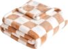 Yurhap Checkered Fleece Baby Blanket, 30”x40”, Khaki