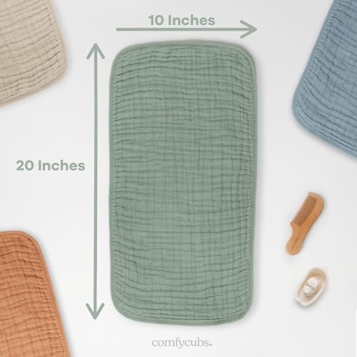Comfy Cubs Muslin Burp Cloths 100% Cotton Baby Essentials - Image 3