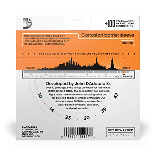 D'Addario EJ10 Bronze Acoustic Guitar Strings, Extra Light - Image 2