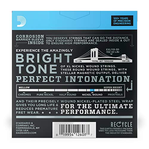 D'Addario XL Nickel Electric Guitar Strings - EXL110-3D - Image 2