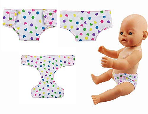 DC-BEAUTIFUL 4 Pcs Doll Diapers And 2 Bibs for 14-18 Inch Baby Dolls - Image 2