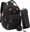 Dikaslon Diaper Bag Backpack With Changing Pad, Black