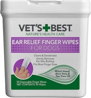 Vet’s Best Ear Relief Finger Wipes – 50 Disposable