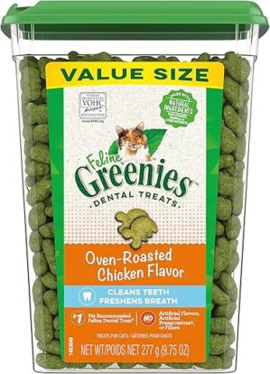 Greenies Feline Dental Treats, Chicken Flavor, 9.75 oz Tub