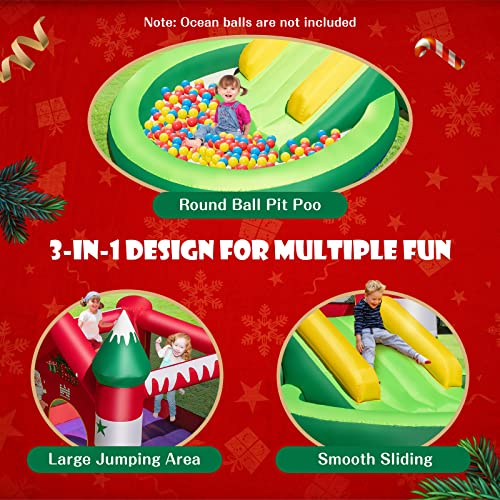 GLACER Christmas Themed Kids Inflatable Castle w/Slide - Image 3