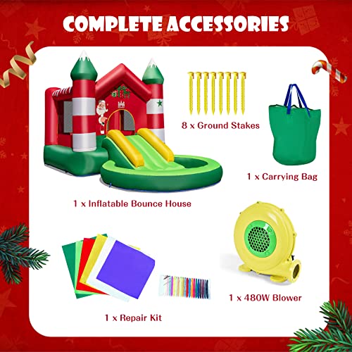 GLACER Christmas Themed Kids Inflatable Castle w/Slide - Image 5