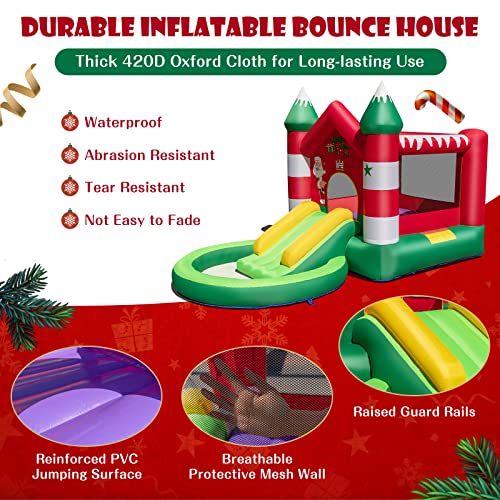 GLACER Christmas Themed Kids Inflatable Castle w/Slide - Image 2