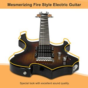 GLARRY Cool Burning Fire Style Electric Guitar