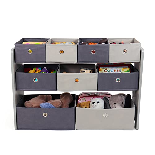 Humble Crew Kids Toy Organizer With 9 Bins, Grey - Image 3