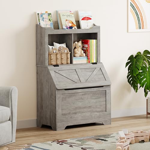IDEALHOUSE Large Wooden Toy Box Chest with Lid - Image 3