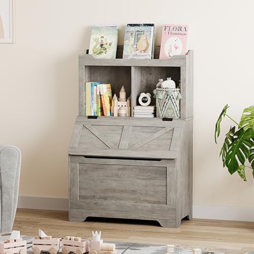 IDEALHOUSE Large Wooden Toy Box Chest with Lid - Image 2