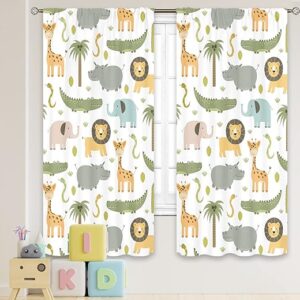 MESHELLY Kids Safari Animals Curtains 42W X 63H