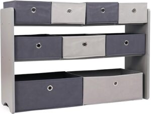 Humble Crew Kids Toy Organizer With 9 Bins, Grey