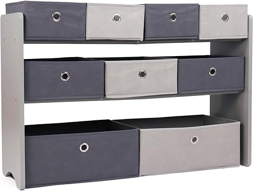 Humble Crew Kids Toy Organizer With 9 Bins, Grey