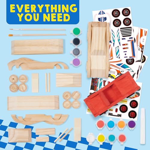 Klever Kits DIY Wooden Race Cars Kit, 4 Pack - Image 3