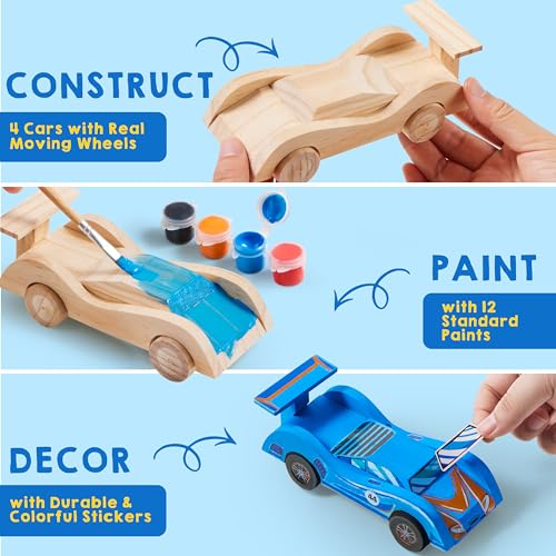Klever Kits DIY Wooden Race Cars Kit, 4 Pack - Image 2