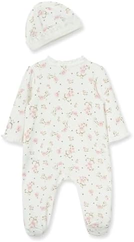 Little Me Girls One Piece Hat & Sleeper Pajamas - 9 Months, Pink Floral - Image 2
