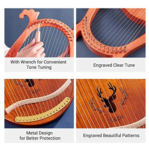 LJMGT 16-String Mahogany Lyre Harp For Beginners - Image 2