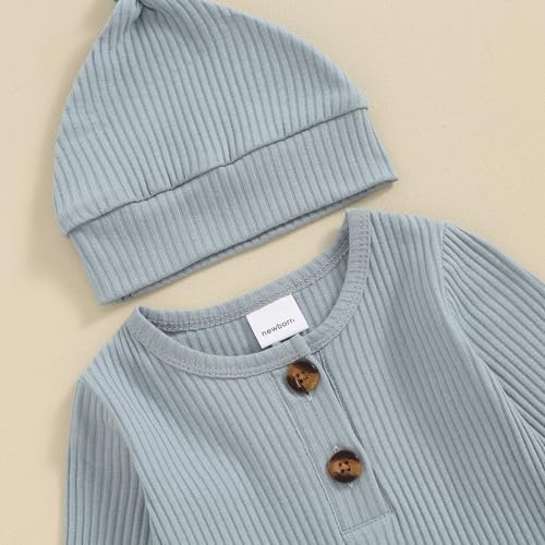 MA&BABY Newborn Baby Ribbed Knit Bodysuit Jumpsuit - Image 3