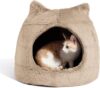 Best Friends by Sheri Meow Hut Fur Cover Dome Bed, Wheat, Small