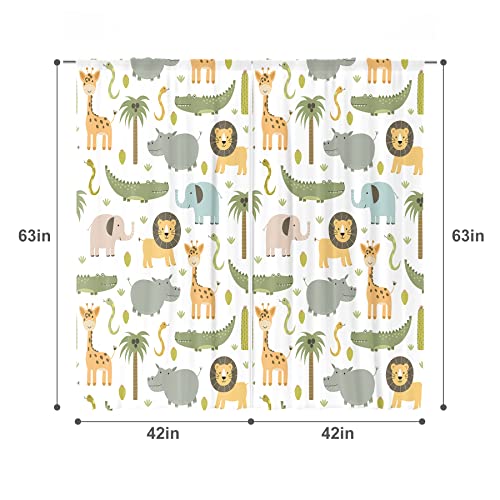 MESHELLY Kids Safari Animals Curtains 42W X 63H - Image 3