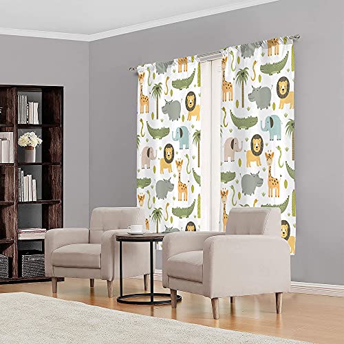 MESHELLY Kids Safari Animals Curtains 42W X 63H - Image 4