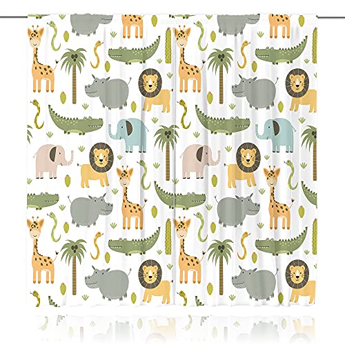 MESHELLY Kids Safari Animals Curtains 42W X 63H - Image 5