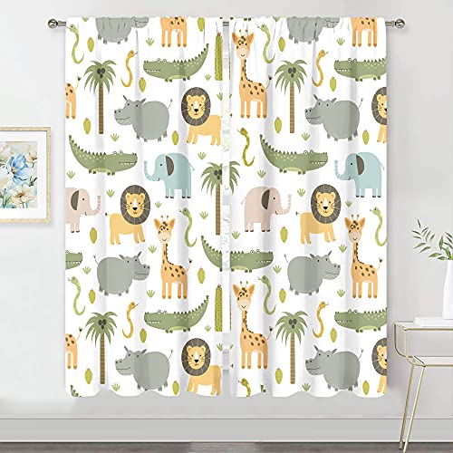 MESHELLY Kids Safari Animals Curtains 42W X 63H - Image 2