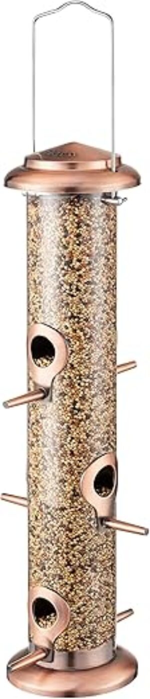 iBorn Metal Bird Feeder Brushed Copper 14 Inch