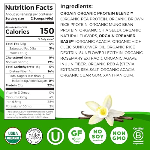 Orgain Vegan Protein Powder, Vanilla Bean, 21g Protein - Image 2