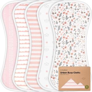KeaBabies Organic Burp Cloths – 5-Pack Super Absorbent