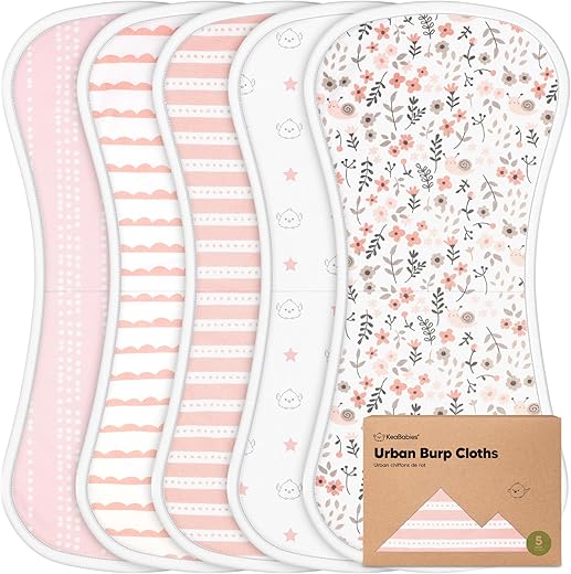 KeaBabies Organic Burp Cloths - 5-Pack Super Absorbent