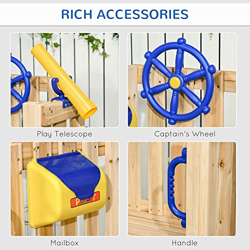 Outsunny 3 In 1 Wooden Swing Set, Ages 1.5-4 - Image 4