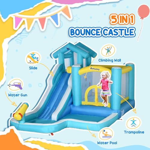 Outsunny Kids Inflatable Bounce House with Slide - Image 3
