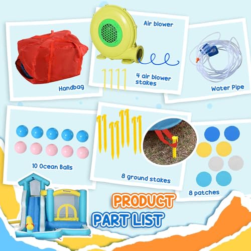Outsunny Kids Inflatable Bounce House with Slide - Image 4