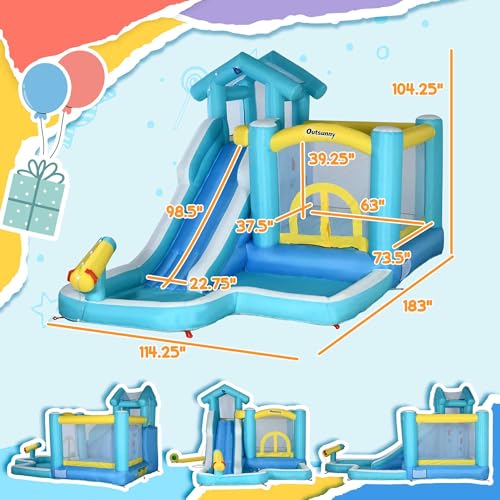 Outsunny Kids Inflatable Bounce House with Slide - Image 5