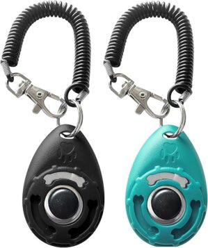 HoAoOo Pet Training Clicker with Strap – Black + Blue