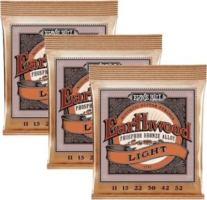 Ernie Ball Phosphor Bronze Acoustic Guitar Strings, 11-52, 3-Pack
