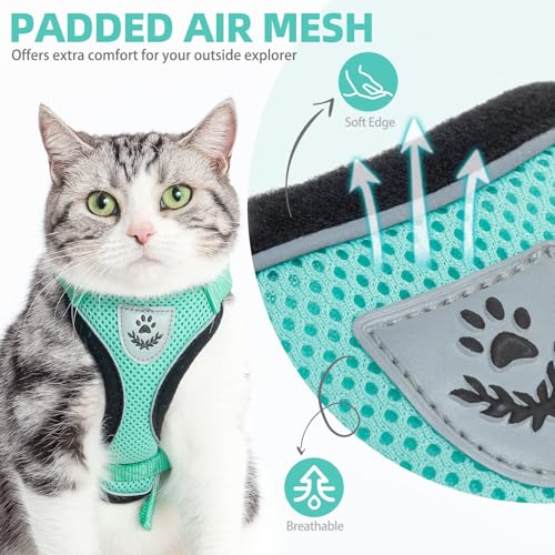 PUPTECK Cat Harness And Leash Set, Aquamarine, S - Image 3