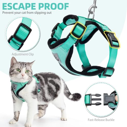 PUPTECK Cat Harness And Leash Set, Aquamarine, S - Image 4