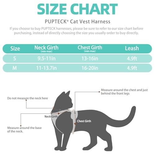 PUPTECK Cat Harness And Leash Set, Aquamarine, S - Image 2