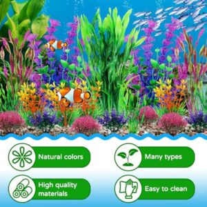 QUOZUO Fish Tank Decorations Plants, 20pcs