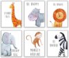 Throwback Traits Safari Nursery Decor – Baby Animal Pictures 8×10 Set of 6