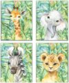 Designs by Maria Inc. Set Of 4 Watercolor Baby Animal Posters