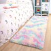 junovo Soft Rainbow Area Rugs for Girls Room, 2ft x 6ft Tie-dyed Rainbow