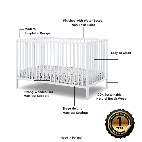 Sorelle Happy Crib 3-in-1 Convertible Crib, Sustainable Beech Wood (White) - Image 5