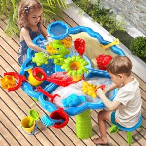 TEMI 3-in-1 Sand Water Table, 28PCS Kids Toys
